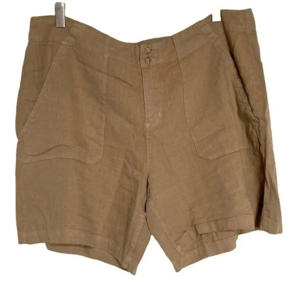 Fresh Produce XL tan linen viscose blend shorts EUC